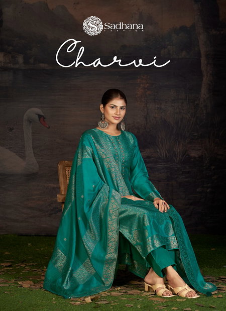 Charvi By Sadhana Viscose Woven Silk Jacquard Wholesale Dress Material Wholesale Market